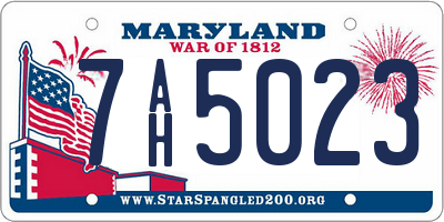 MD license plate 7AH5023