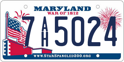 MD license plate 7AH5024