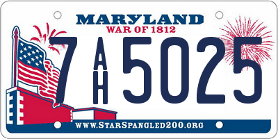 MD license plate 7AH5025