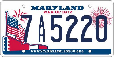 MD license plate 7AH5220