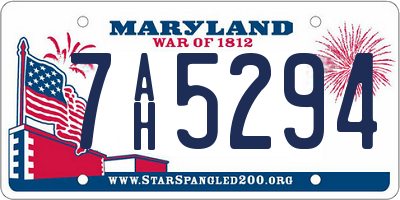 MD license plate 7AH5294