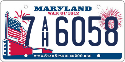 MD license plate 7AH6058