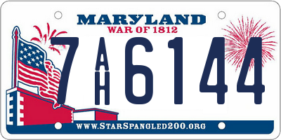 MD license plate 7AH6144