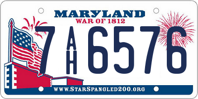 MD license plate 7AH6576