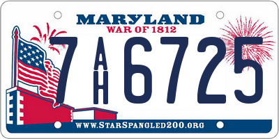 MD license plate 7AH6725