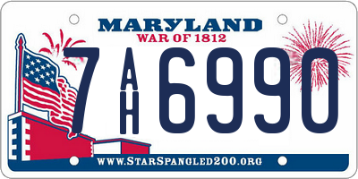 MD license plate 7AH6990