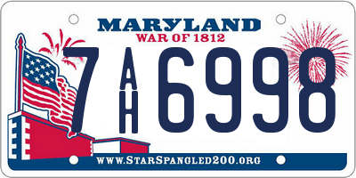 MD license plate 7AH6998