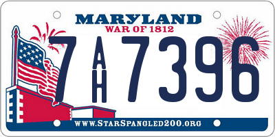 MD license plate 7AH7396