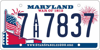 MD license plate 7AH7837