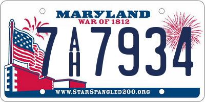 MD license plate 7AH7934
