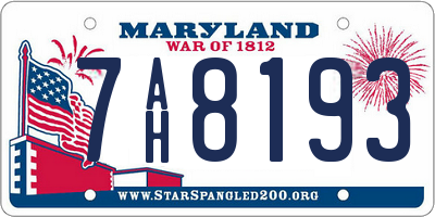 MD license plate 7AH8193