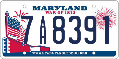 MD license plate 7AH8391