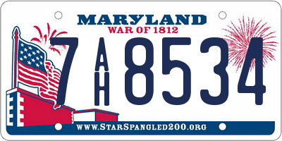 MD license plate 7AH8534