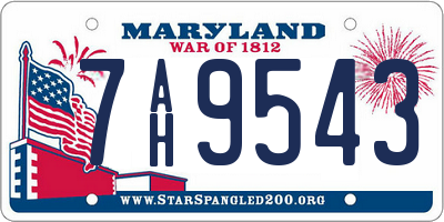 MD license plate 7AH9543
