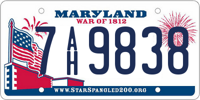 MD license plate 7AH9838
