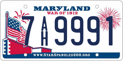 MD license plate 7AH9991