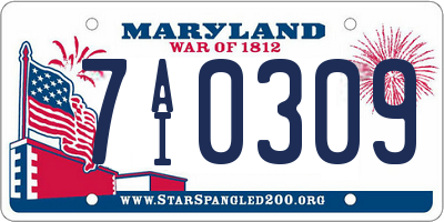 MD license plate 7AI0309