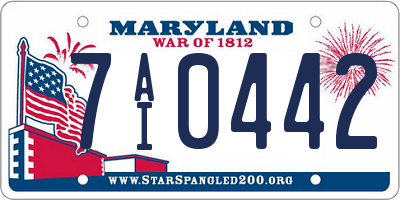 MD license plate 7AI0442