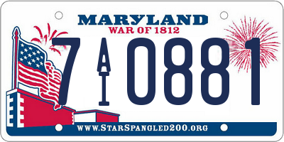 MD license plate 7AI0881