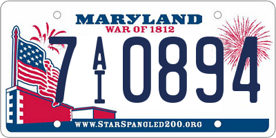MD license plate 7AI0894
