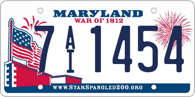 MD license plate 7AI1454