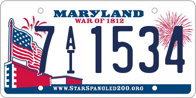 MD license plate 7AI1534