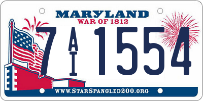 MD license plate 7AI1554