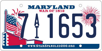MD license plate 7AI1653