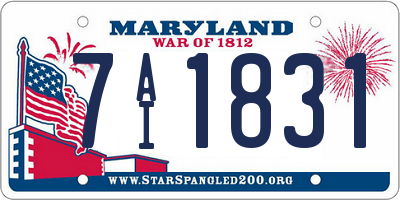 MD license plate 7AI1831