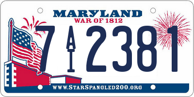 MD license plate 7AI2381