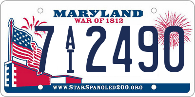 MD license plate 7AI2490