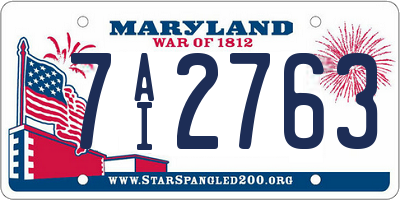 MD license plate 7AI2763