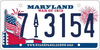 MD license plate 7AI3154