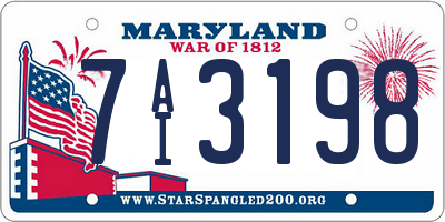 MD license plate 7AI3198