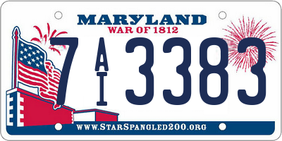 MD license plate 7AI3383