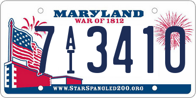 MD license plate 7AI3410