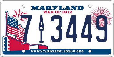 MD license plate 7AI3449