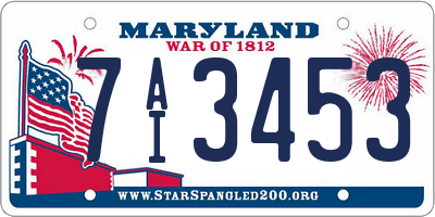 MD license plate 7AI3453