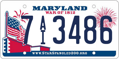 MD license plate 7AI3486