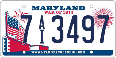 MD license plate 7AI3497