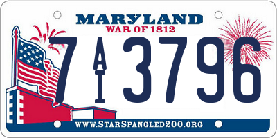 MD license plate 7AI3796