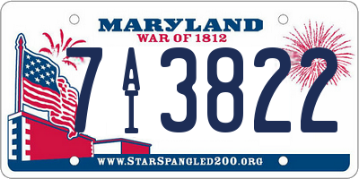 MD license plate 7AI3822