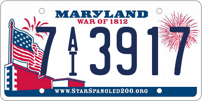 MD license plate 7AI3917