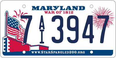 MD license plate 7AI3947