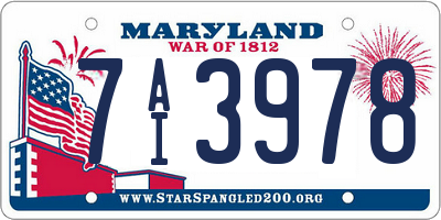 MD license plate 7AI3978