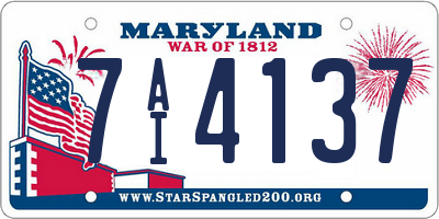 MD license plate 7AI4137