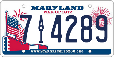 MD license plate 7AI4289