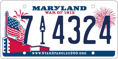 MD license plate 7AI4324