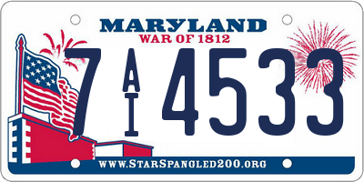 MD license plate 7AI4533