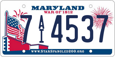 MD license plate 7AI4537